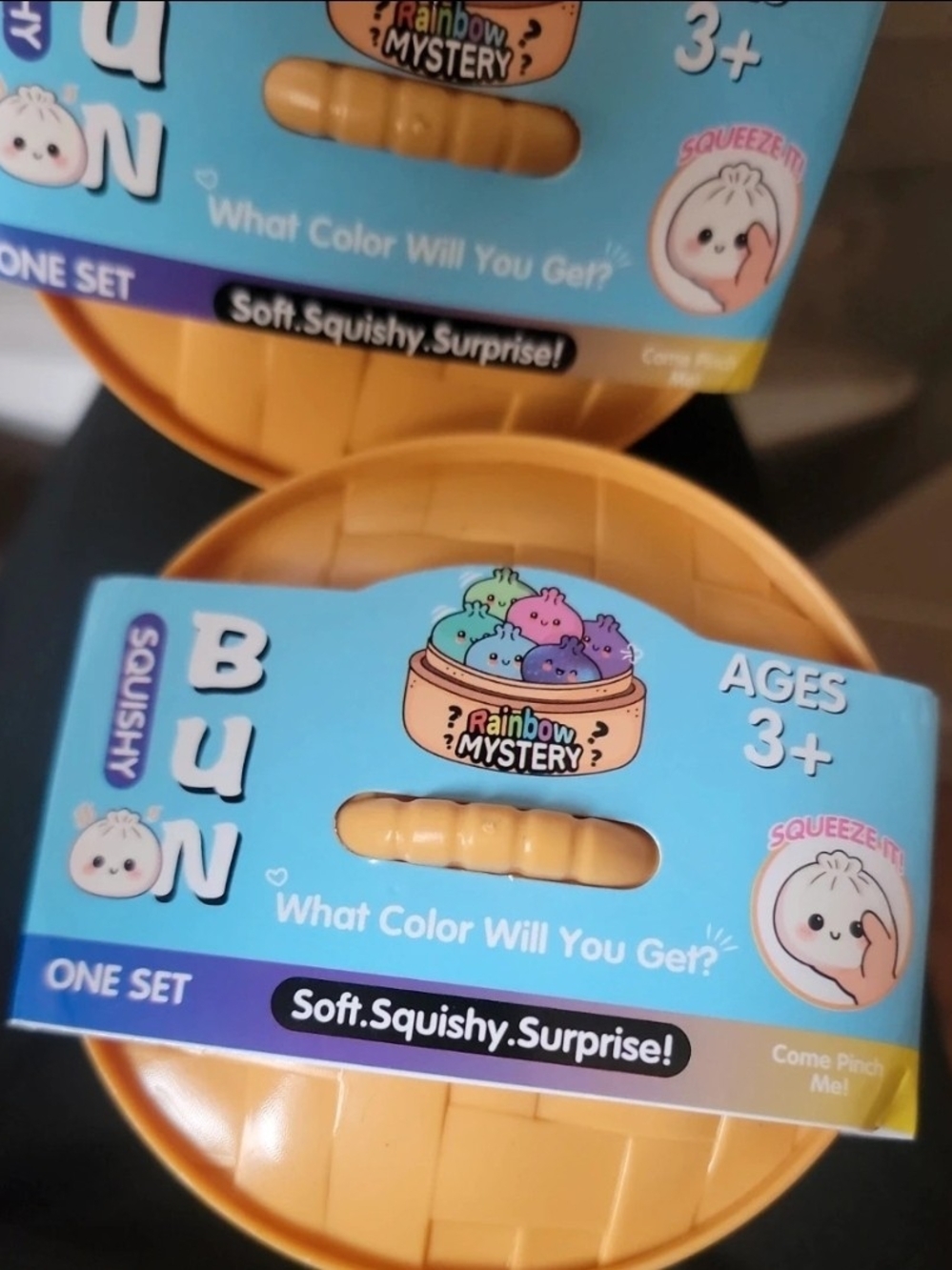 2 Rainbow Mystery Squishy Bun Toys
